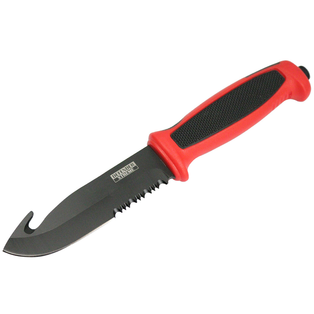 9.5" Hunting Knives Rubber Handle Stainless Steel Gut Hook Blades New