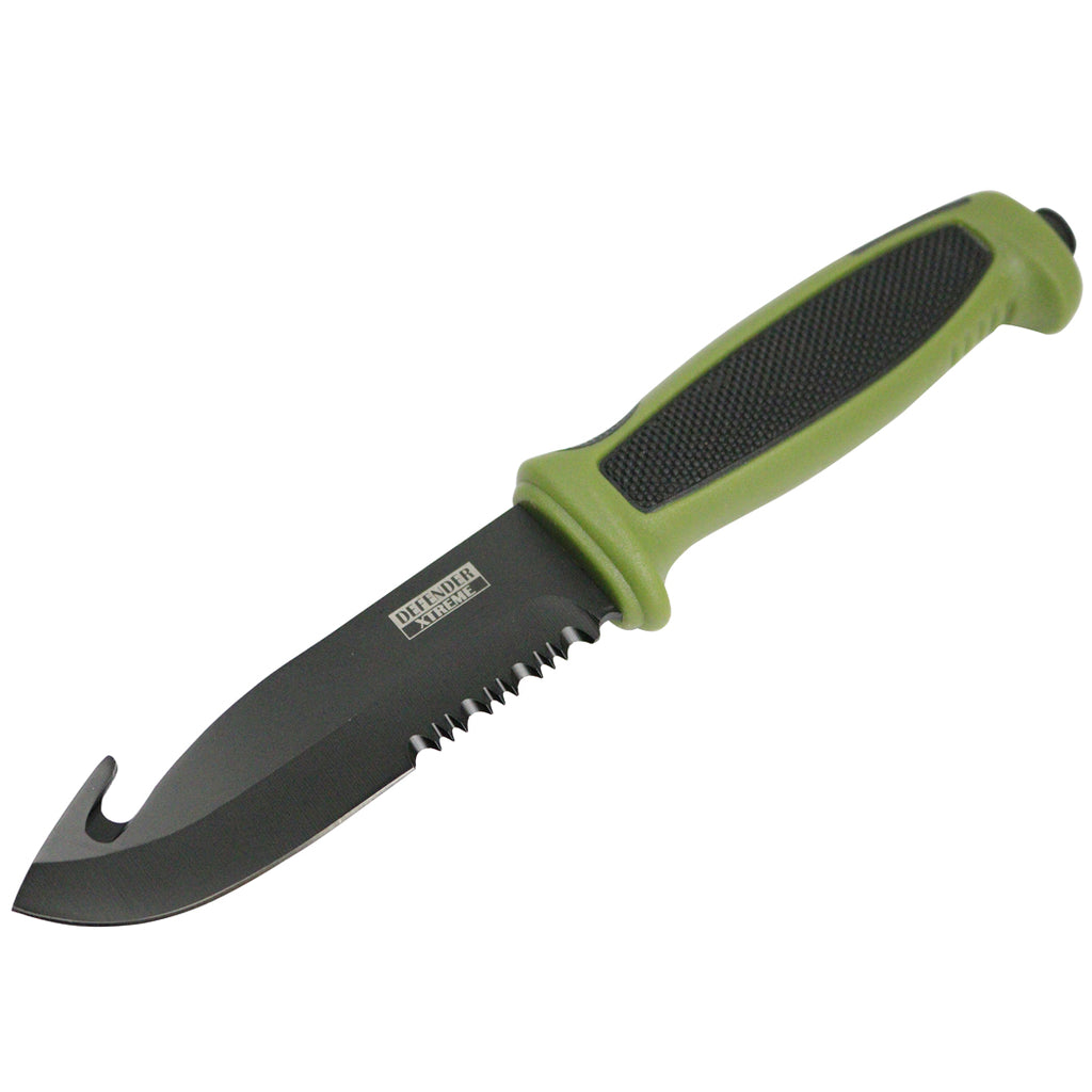 9.5" Hunting Knives Rubber Handle Stainless Steel Gut Hook Blades New