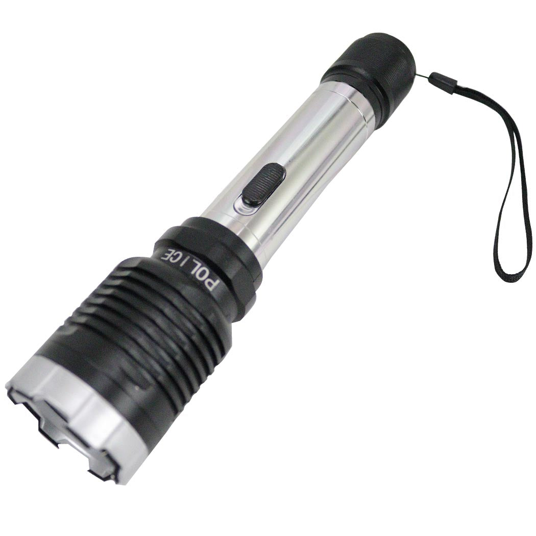 Defender Silver Black Trim Tactical 10 Million Stun Gun with Battery and Charger
