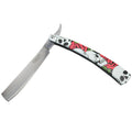 10" Vintage Folding Shaving Straight Stainless Steel Barber Razor Skull Red Rose