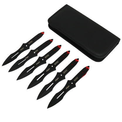 Defender-Xtreme 6.5"Set of 6 Piece Ninja Throwing Knife Kit Stainless Steel Black