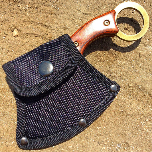 Defender-Xtreme 6.5" Gold Hunting Mini Axe 3CR13 Stainless Steel Wood Handle