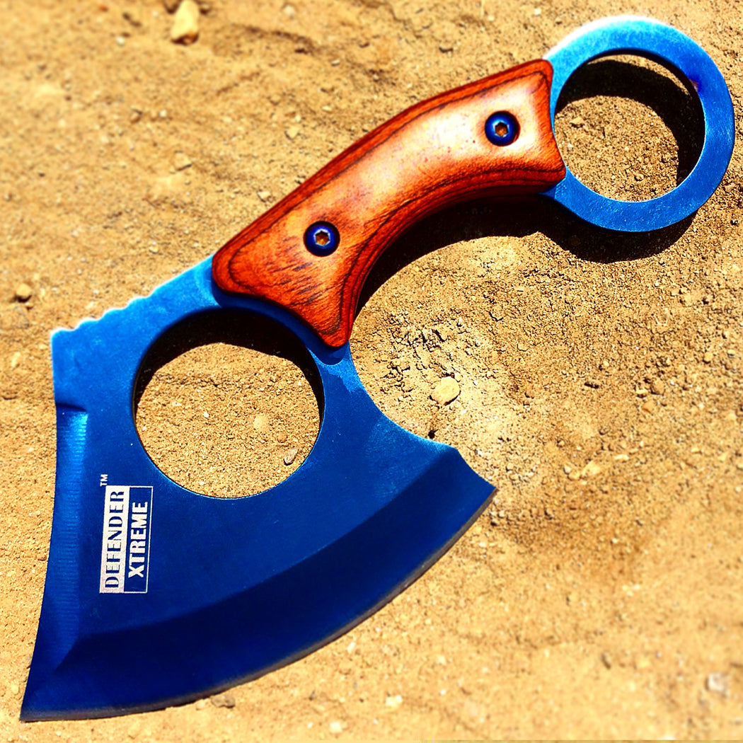 Defender-Xtreme 6.5" Blue Hunting Mini Axe 3CR13 Stainless Steel Wood Handle