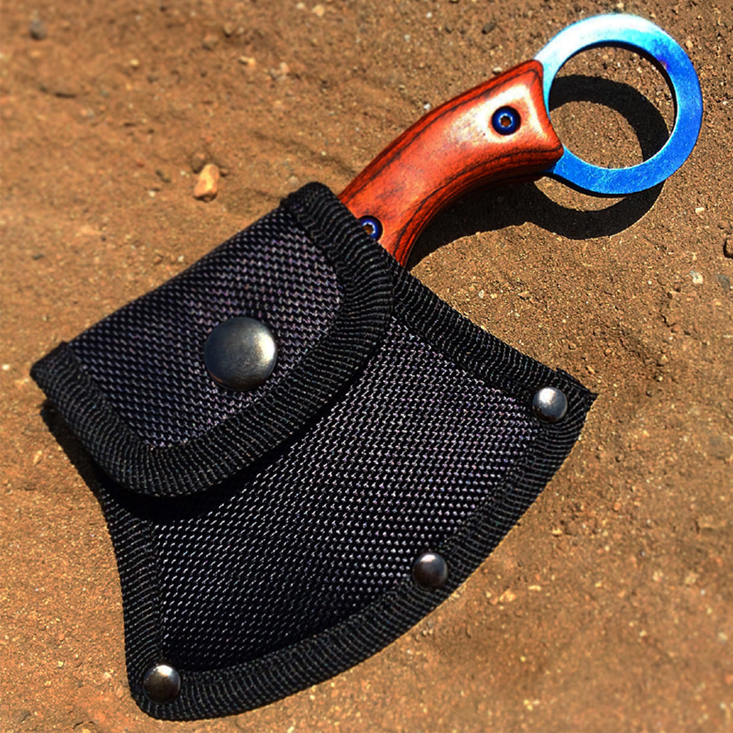 Defender-Xtreme 6.5" Blue Hunting Mini Axe 3CR13 Stainless Steel Wood Handle