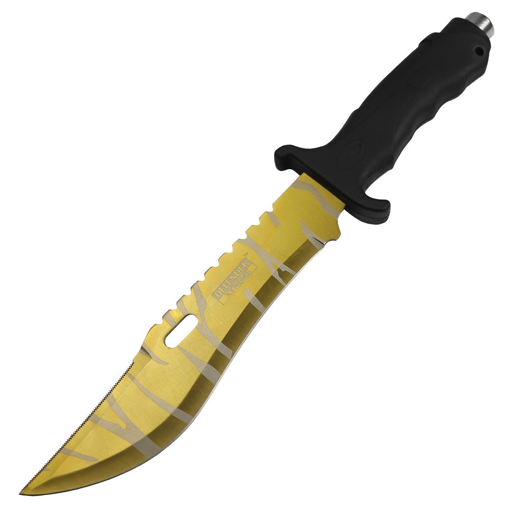 13" Titanium Coating 3CR13 Steel Blade Hunting Combat Knife with Sheath