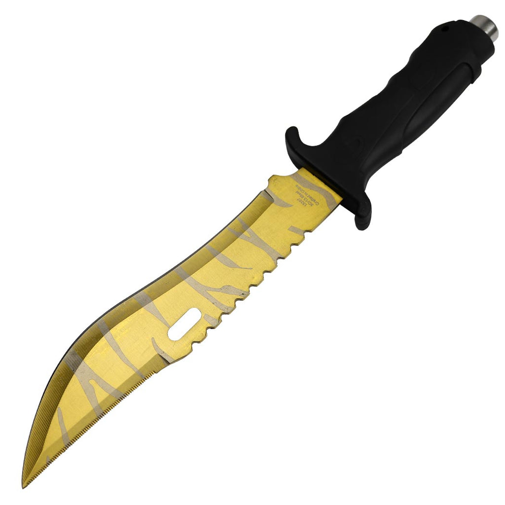 13" Titanium Coating 3CR13 Steel Blade Hunting Combat Knife with Sheath