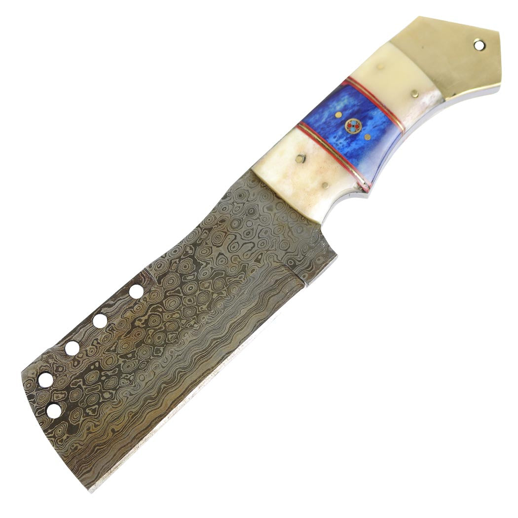 9.5" Damascus Steel Forged Handmade Knife Hunting Skinner Custom Leather Sheath
