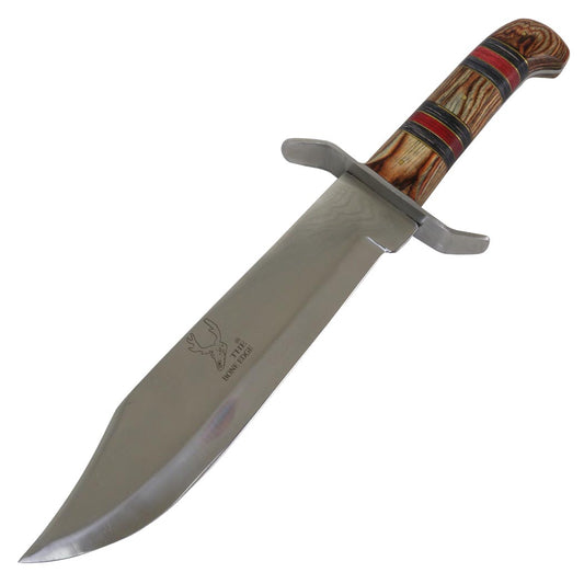 15" Wild Survival Hunting Knife Camping Outdoor Straight Knives Wood Handles Brown
