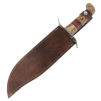 15" Wild Survival Hunting Knife Camping Outdoor Straight Knives Wood Handles Brown