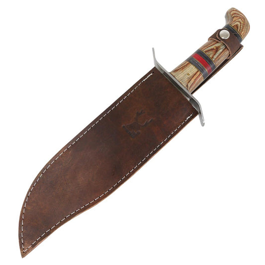 15" Wild Survival Hunting Knife Camping Outdoor Straight Knives Wood Handles Brown
