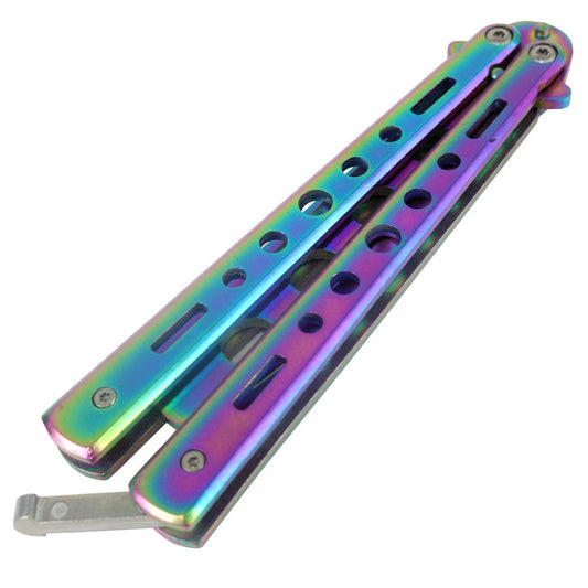 Defender 8.75" Rainbow Folding Practice Knife Trainer Training Tools