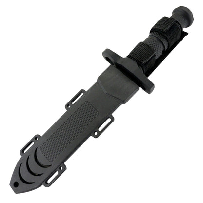 Hunt-Down 12.5" All Black Hunting Knife 3CR13 Stainless Steel Rubber Grip Handle