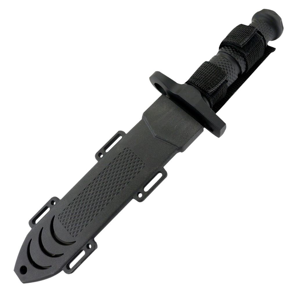 Hunt-Down 12.5" All Black Hunting Knife 3CR13 Stainless Steel Rubber Grip Handle
