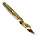 10" Tri Edge Kris Blade Twister Dagger Gold Color Hunting Knife with Leather Sheath Curved