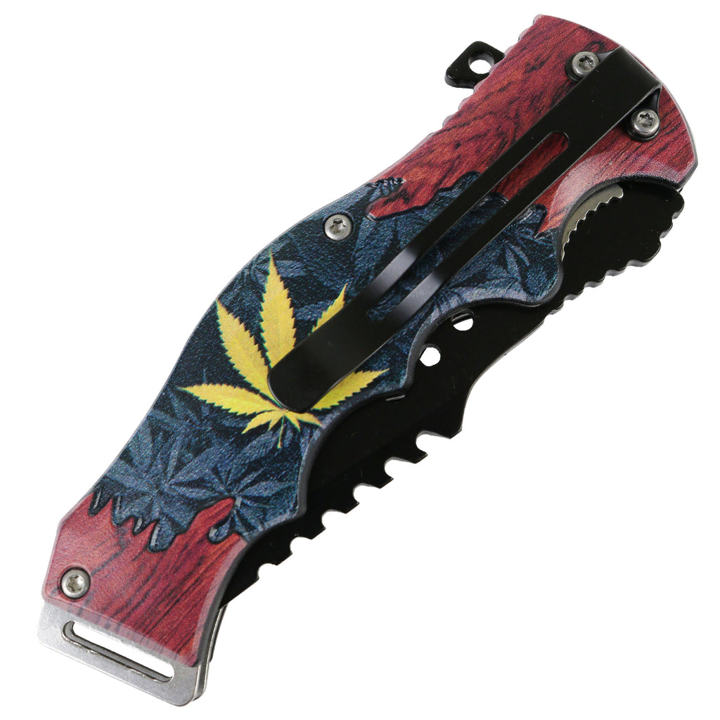 Defender-Xtreme 8.5" Leaf Tactical Spring Assisted Folding Knife Stainless Steel