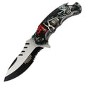 Defender-Xtreme 8.5" Pirate Spring Assisted Folding Knife Stainless Bottle Opener