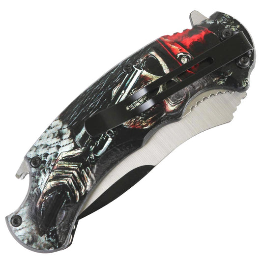Defender-Xtreme 8.5" Pirate Spring Assisted Folding Knife Stainless Bottle Opener