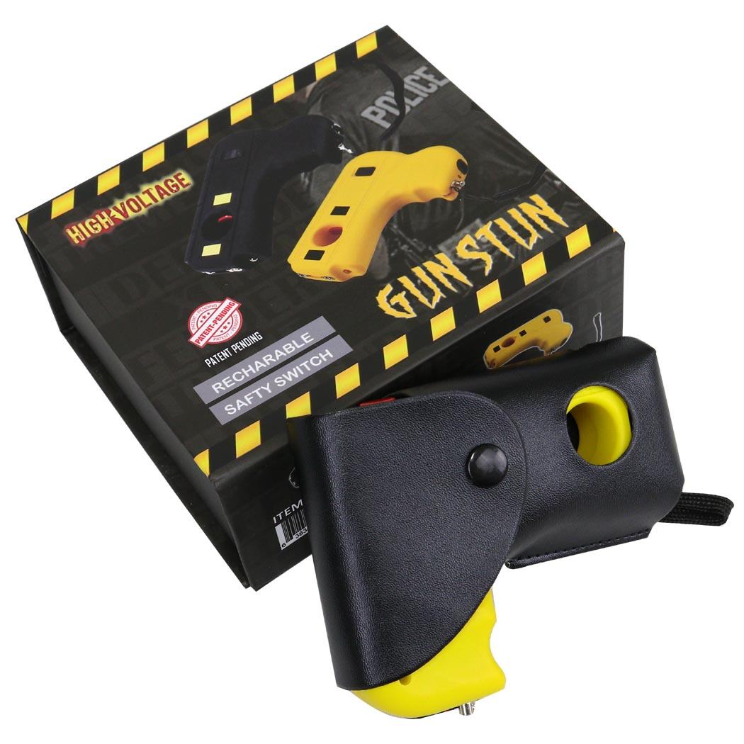 Defender Yellow Color Hand 10 Mil Stun Gun LED Light & Safety Switch