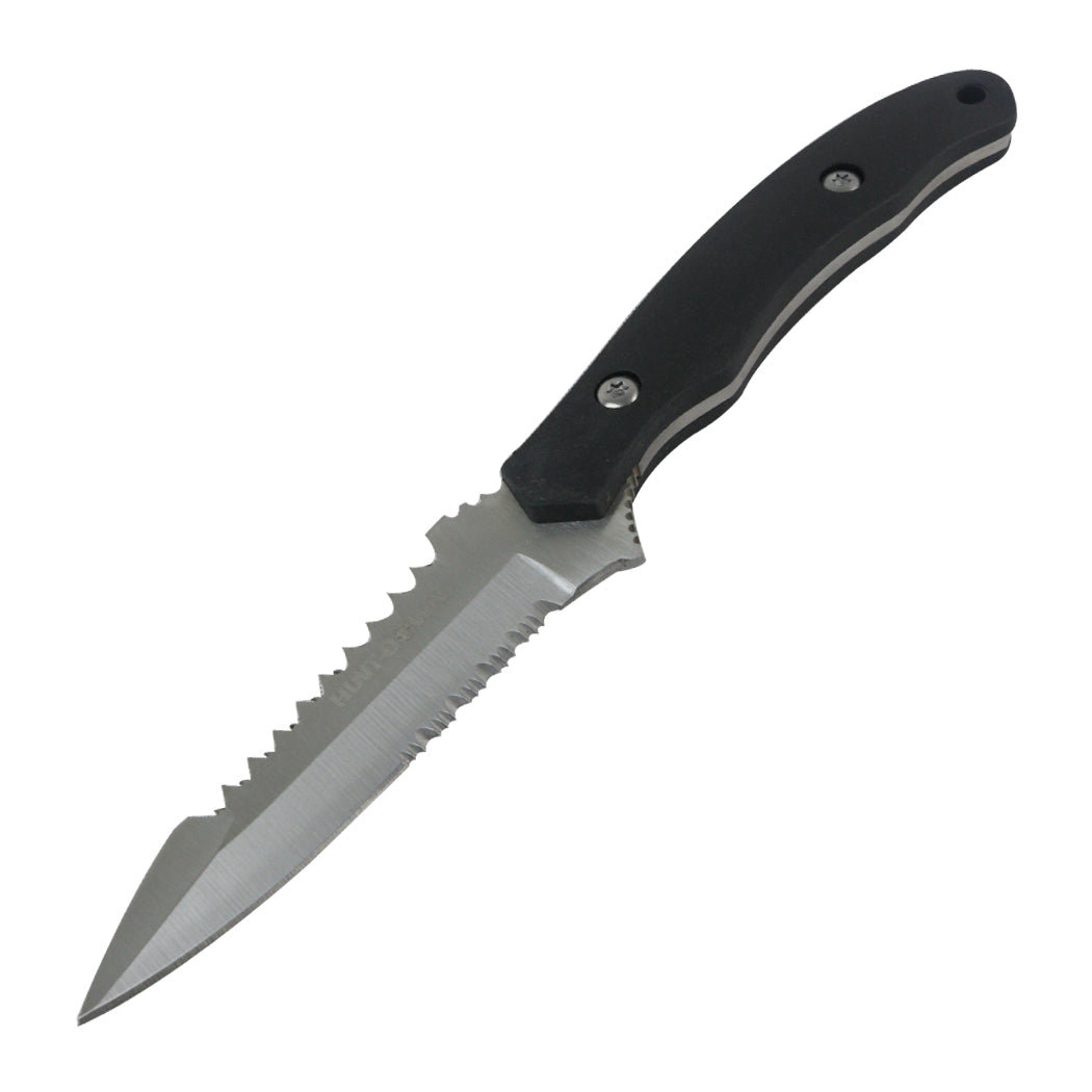 Hunt-Down 6.5" Silver & Black Thin Style Full Tang Hunting Knife Stainless Steel