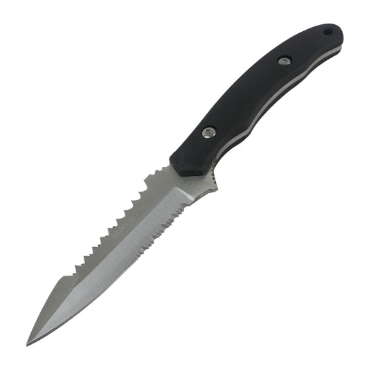 Hunt-Down 6.5" Silver & Black Thin Style Full Tang Hunting Knife Stainless Steel