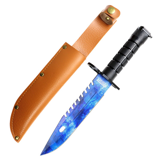 Defender-Xtreme 13" Blue Blade Abs Handle Survival Knife With Sheath