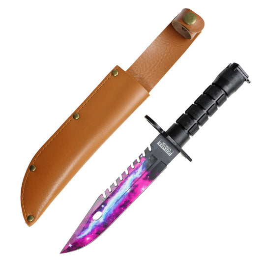 Defender-Xtreme 13" Purple Blade Abs Handle Survival Knife With Sheath