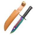 Defender-Xtreme 13" Multi Color Blade Abs Handle Survival Knife With Sheath