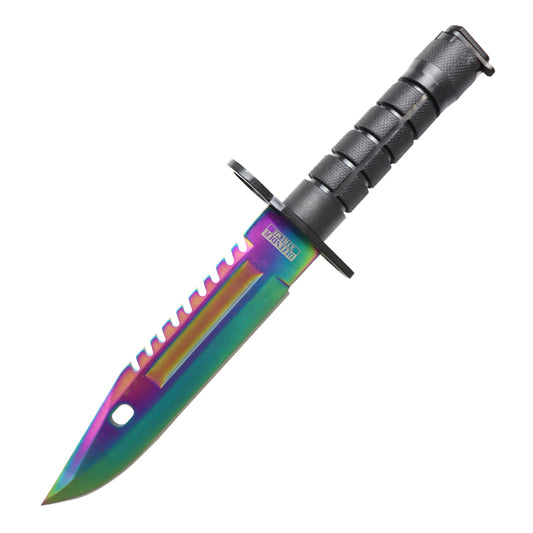 Defender-Xtreme 13" Multi Color Blade Abs Handle Survival Knife With Sheath