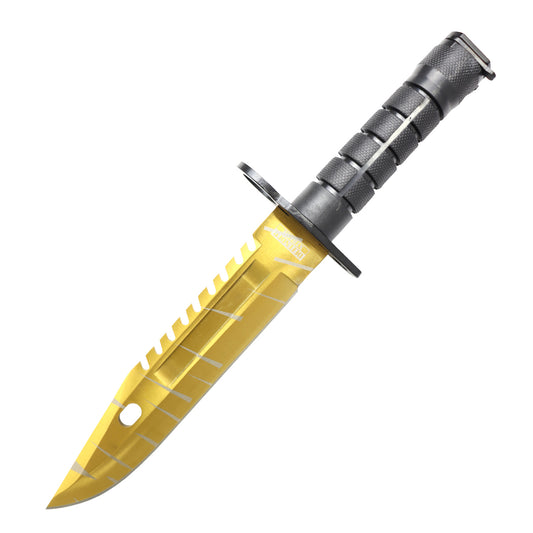 Defender-Xtreme 13" Gold Color Blade Abs Handle Survival Knife With Sheath