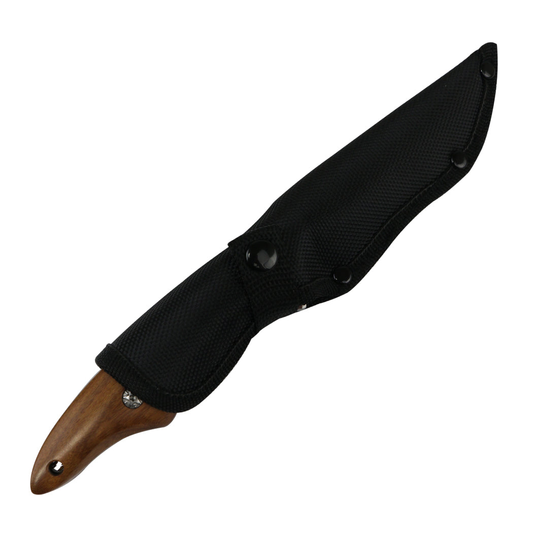 Hunt-Down 9.5" Full Tang Hunting Knife Fixed Blade Wood Handle Stainless Steel