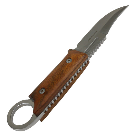 Hunt-Down 9.5" Full Tang Hunting Knife Fixed Blade Wood Handle Stainless Steel