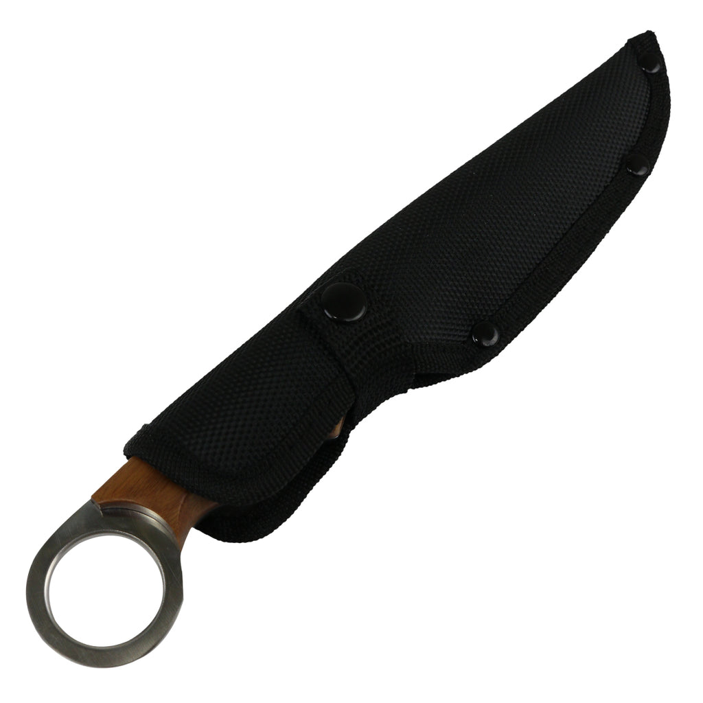 Hunt-Down 9.5" Full Tang Hunting Knife Fixed Blade Wood Handle Stainless Steel