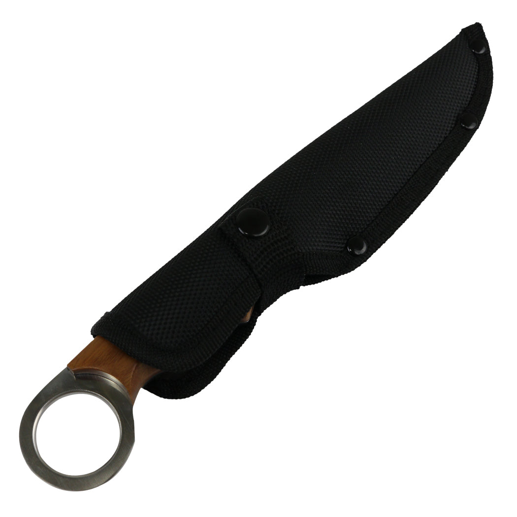 Hunt-Down 9.5" Full Tang Hunting Knife Fixed Blade Wood Handle Stainless Steel