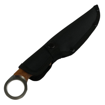 Hunt-Down 9.5" Full Tang Hunting Knife Fixed Blade Wood Handle Stainless Steel