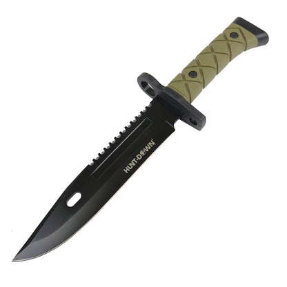 Hunt-Down 14.5" Tactical Hunting Knife ABS Handle 3CR13 Stainless Steel Green