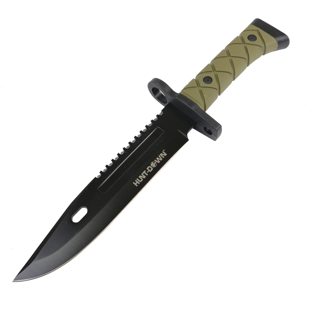 Hunt-Down 14.5" Tactical Hunting Knife ABS Handle 3CR13 Stainless Steel Green