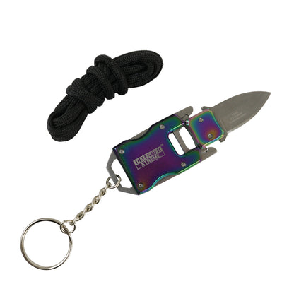 Defender-Xtreme Chain Keyring Mini Pocket EDC Knife Stainless Steel Rainbow New