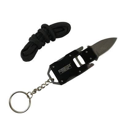 Defender-Xtreme Chain Keyring Mini Pocket EDC Knife Survival Stainless Steel Black