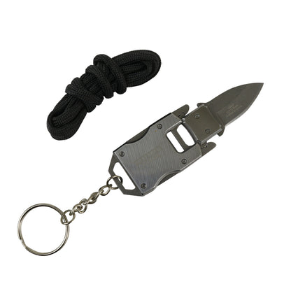 Defender-Xtreme Chain Keyring Mini Pocket EDC Knife Survival Stainless Steel Silver