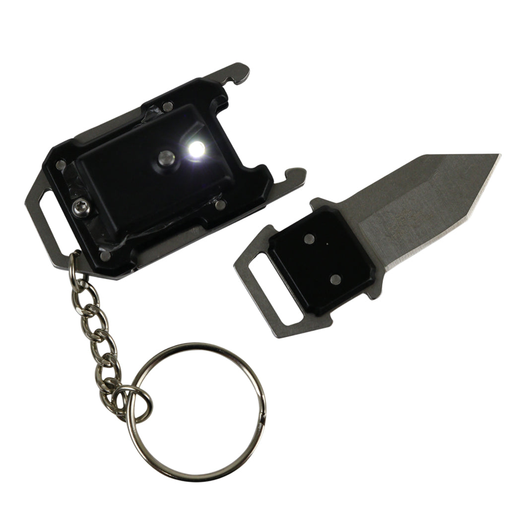 Defender-Xtreme Chain Keyring Mini Pocket EDC Knife Tactical Survival LED Light