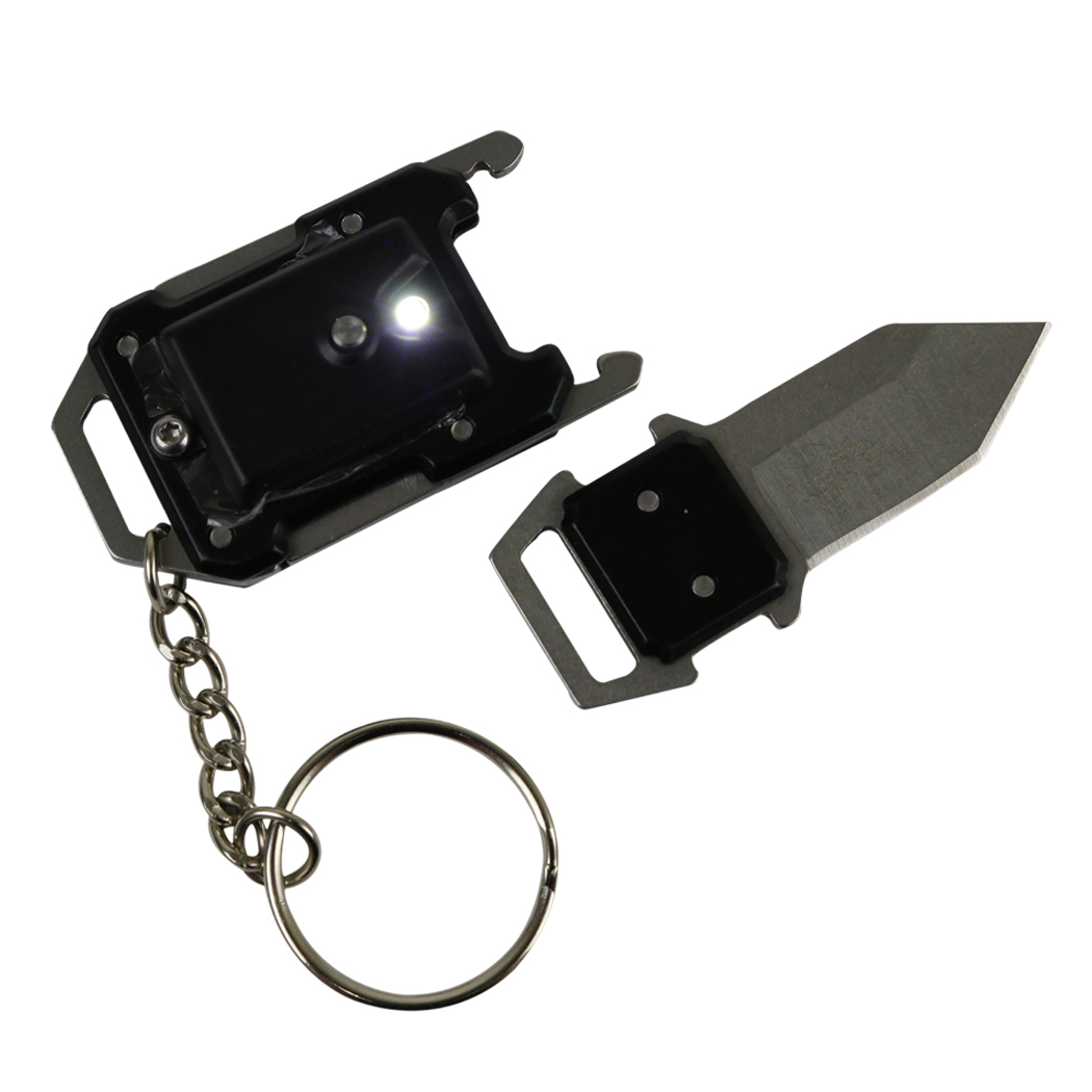 Defender-Xtreme Chain Keyring Mini Pocket EDC Knife Tactical Survival LED Light