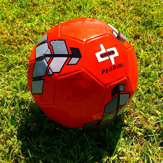 Perrini Soccer Ball Size Red & Grey Trim Outdoor Sports Match Practice Official 5