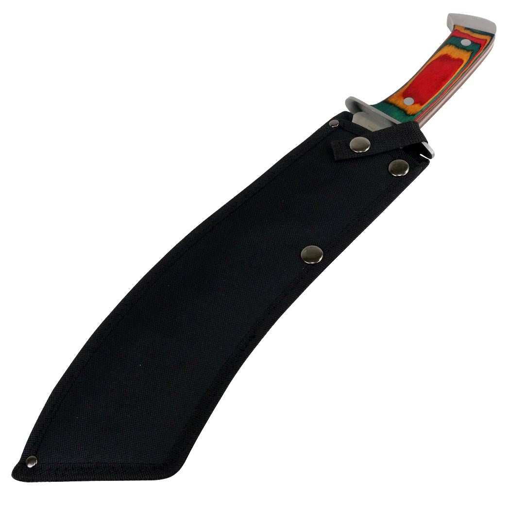Hunt-Down 18.5" Full Tang Hunting Machete Stainless Steel Multi-Color Wood Handle