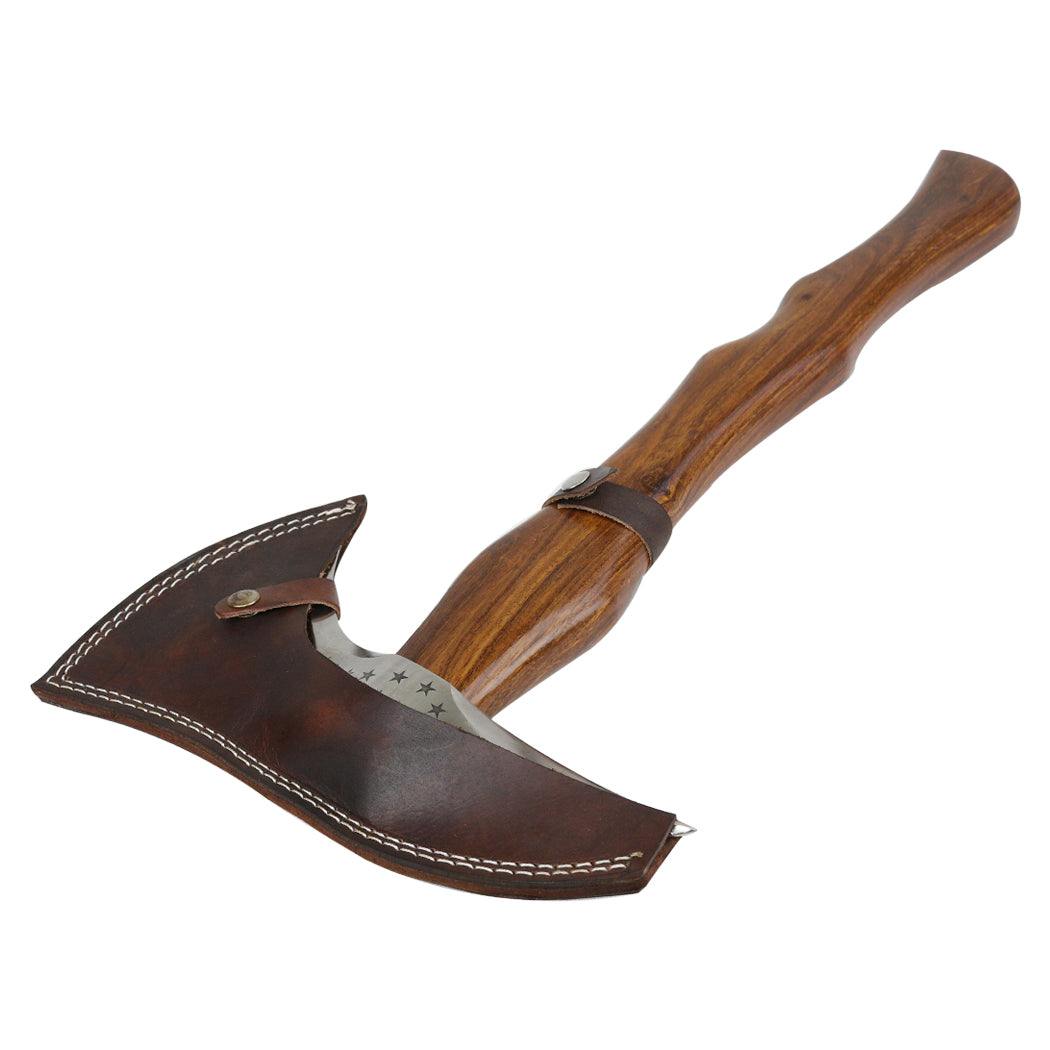 18" Throwing Axe Wood Handle Stars Stainless Steel Dark Wood Color