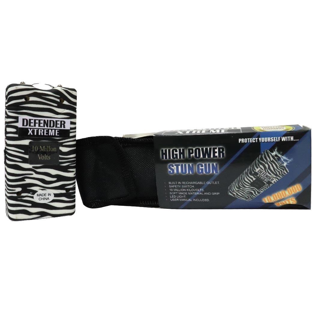 Defender-Xtreme High Power 10 M Zebra Stun Gun Built-In Flash Light Self Defence