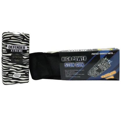 Defender-Xtreme High Power 10 M Zebra Stun Gun Built-In Flash Light Self Defence