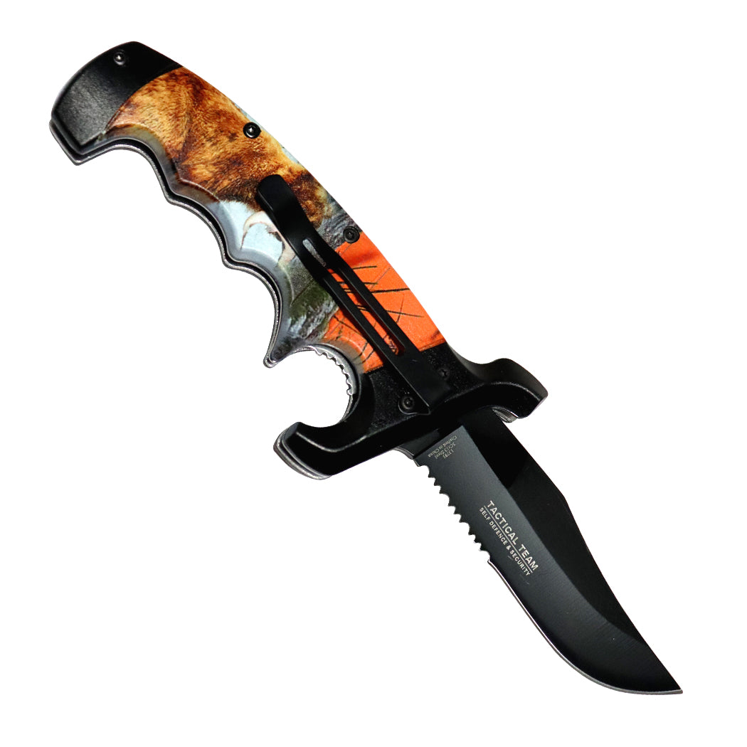 Defender-Xtreme 9" Hunting Fish Bear Spring Assisted Folding Knife W/ Belt Clip