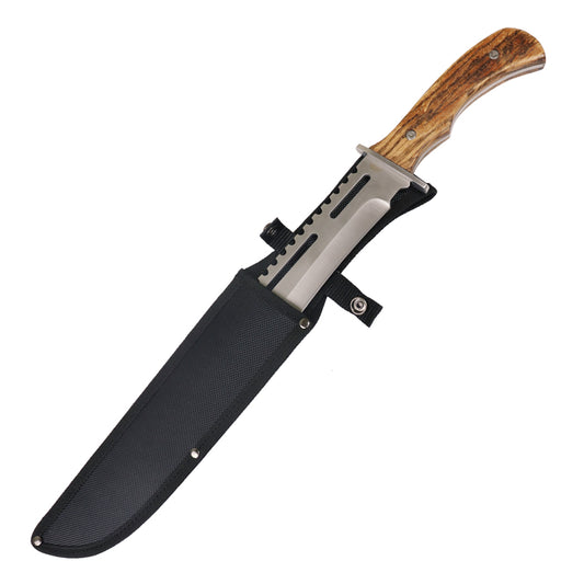Defender-Xtreme 16" Outdoor Camping Full Tang Wood Handle Hunting Knife With Sheath
