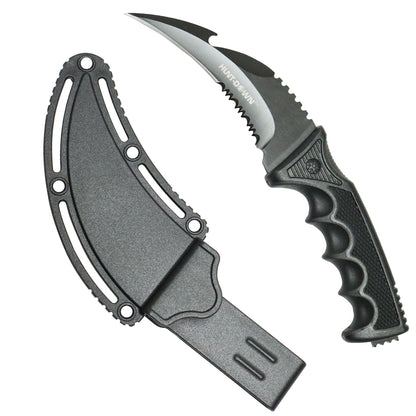 Hunt-Down 8.5" All Black Karambit Knife With Sheath 3CR13 Steel Fixed Blade
