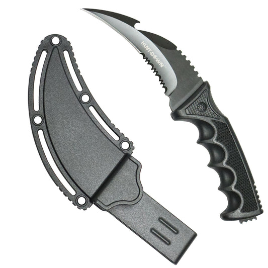 Hunt-Down 8.5" All Black Karambit Knife With Sheath 3CR13 Steel Fixed Blade